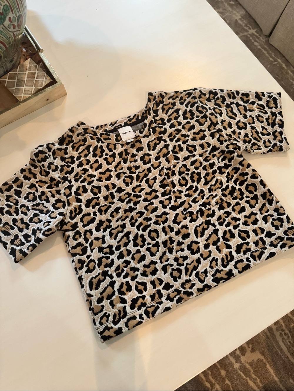 Maeve Leopard Print Short Sleeve Blouse